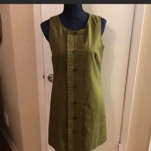 Army green button-up shift dress
